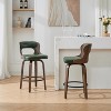 SEYNAR PU Leather 360 Degree Swivel Open Back Bar Stools Wood Legs Set of 2 - 2 of 4