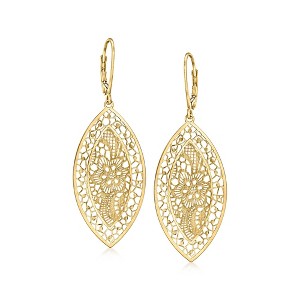 Ross-Simons Italian 18kt Yellow Gold Filigree Drop Earrings - 1 of 4
