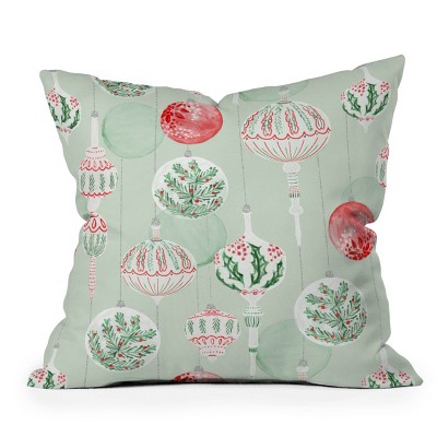 16"x16" Jacqueline Maldonado Christmas Ornaments Square Throw Pillow Green - Deny Designs