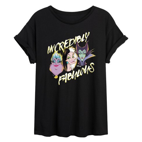 Women s Disney Villains Incredibly Fabulous Oversized Graphic T shirt Black Small Target