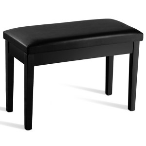 Infans Solid Wood PU Leather Piano Bench Padded Double Duet Keyboard Seat Storage Black - 1 of 4