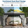 10'x12' Outdoor Gazebo Tent with Double Roofs, Patio Gazebo Canopy with Mosquito Netting for Garden, Lawn, Gray -ModernLuxe - 4 of 4