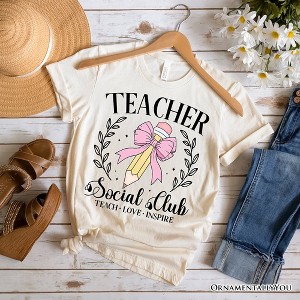 Teacher Social Club T-Shirt, White, Natural, and Black Tee for Stylish Educators| OrnamentallyYou - 1 of 4