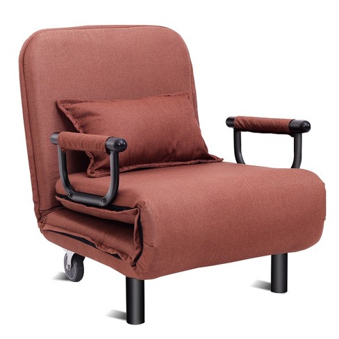 Costway Convertible Sofa Bed Folding Arm Chair Sleeper Leisure  Recliner-brown : Target
