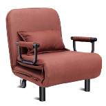 Costway Convertible Sofa Bed Folding Arm Chair Sleeper Leisure Recliner-Brown