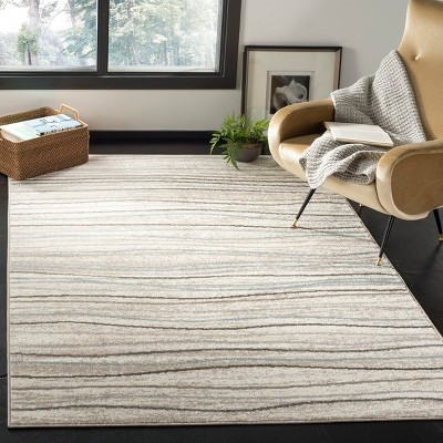 Amsterdam Cream and Beige 3' x 5' Striped Synthetic Area Rug