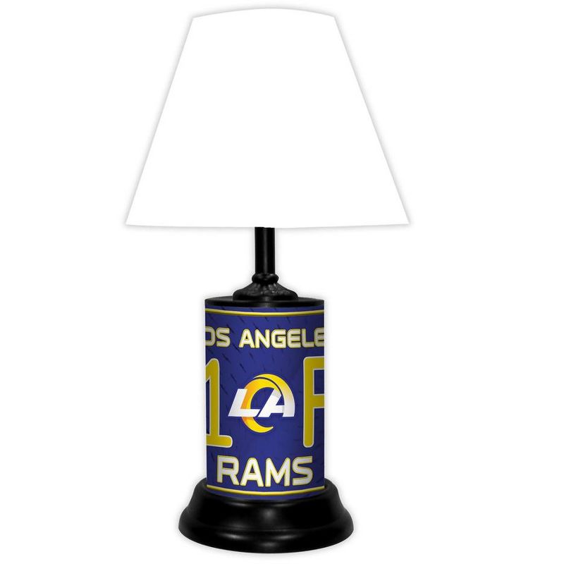 NFL 18-inch Desk/Table Lamp with Shade, #1 Fan with Team Logo, Los Angeles Rams, 1 of 4