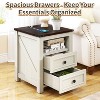 Dyonery 18” Farmhouse Nightstand with Charging Station,End Table with 2 Drawers, Side Table for Living Room ,White - 2 of 4