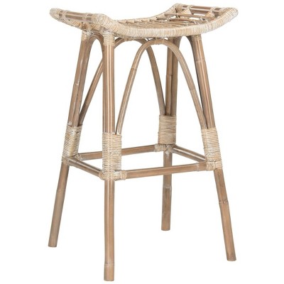 Leda Grey White Wash Rattan Saddle Bar Stool