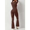 DOMETOUR Women Yoga Jumpsuits Square Neck Workout Long Sleeve Gym Yoga Sport Jumpsuits - 2 of 4