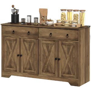 Aghana Digitals Black Farmhouse Sideboard with Barn Doors, Drawers & Adjustable Shelves - Rustic - 1 of 4