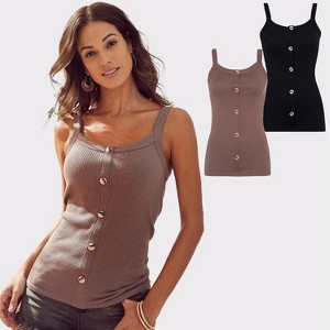 Women's 2 Pack Button Up Tops - LASCANA - 1 of 4