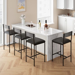 Bar Stools Set of 4, Kitchen Bar Stools with Footrest - 1 of 4