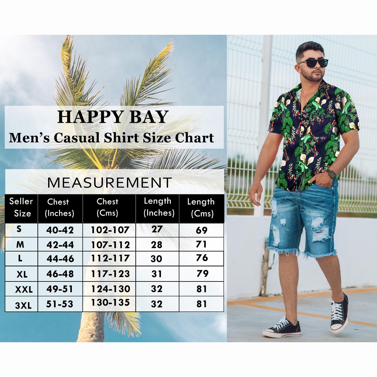 HAPPY BAY Men's Hawaiian Shirts Short Sleeve Button Down Shirt Mens Holiday Shirts Linen Effect Summer Casual Holiday Aloha Shirts XXL Black,Tree - thumbnail 7
