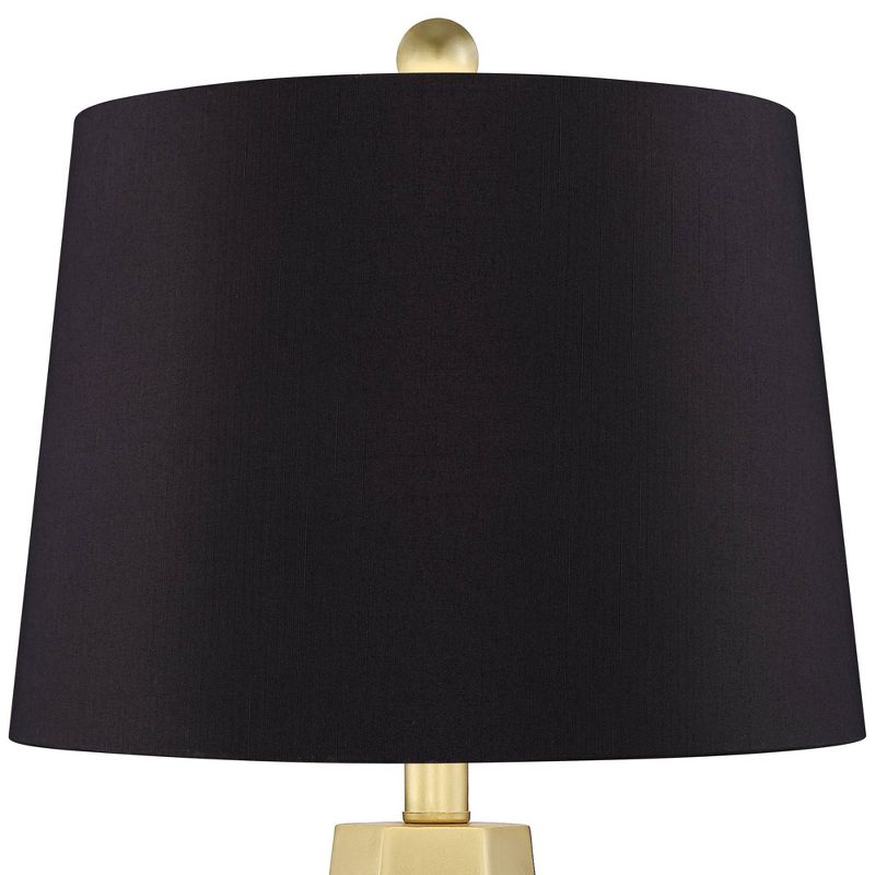 360 Lighting Julie Modern Table Lamps 27 1/2" Tall Set of 2 Faux Marble Gold Tapered Column Black Faux Silk Drum Shade for Bedroom Living Room Bedside, 2 of 8