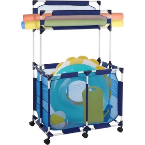 VINGLI Pool Storage Organizer Bin Rolling Poolside Mesh Container Pool Float Storage for Home Garage, Children Playroom or Pool Toys (35x23x59in) - 1 of 4