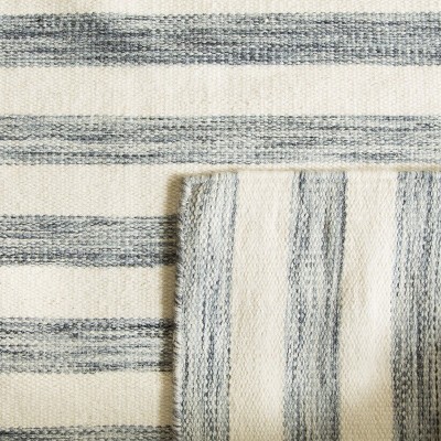 Gray and Ivory Wool Flat Woven 8' x 10' Area Rug