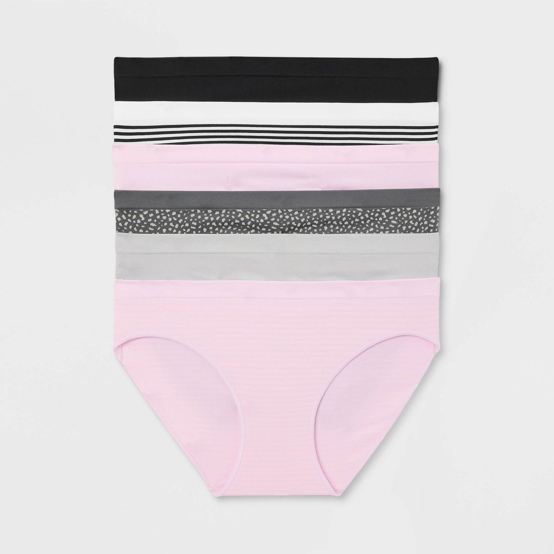 Women's 6pk Seamless Bikini Underwear - Auden™ Assorted Color S: Solid, Stripe Knit, Pull-On