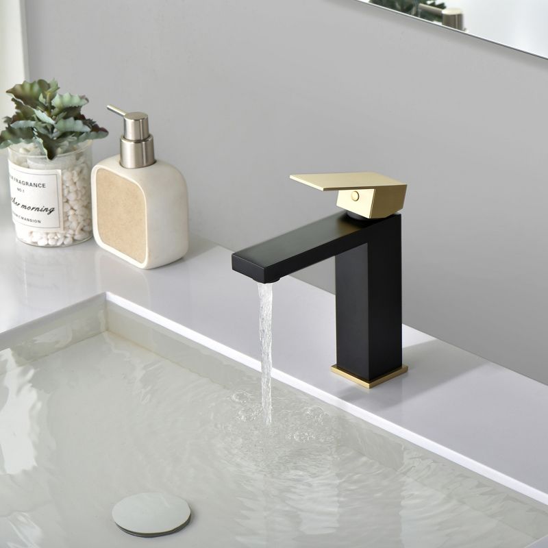 Sumerain Bathroom Sink Faucet Black and Gold Bathroom Faucet Stainless Steel 1 Handle Single Hole, 5 of 12