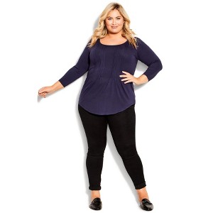 Avenue Women's Plus Size Milly Pleat Plain Top - 1 of 4