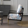APRILSOUL 35.50"Retro Low Back Floral Print Velvet Accent Armchair with Gold Metal Legs, Blue - 3 of 4