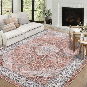 Coucheta Washable Boho Floral Area Rug, Vintage Bohemian Indoor Carpet, Soft Non-Shedding&Stain Resistant Rugs for Living Room, Bedroom, Dining Room - 1 of 4