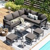 Cesicia 7-Piece Blue Patio Sofa Set with Adjustable Height Coffee Table for Backyard, Porch & Poolside - 4 of 4