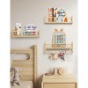 Attop Nursery Floating Shelves for Wall, Set of 3 Book Shelves Natural Wood Wall Mounted Organizer - 4 of 4