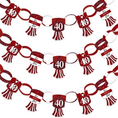 Big Dot of Happiness We Still Do - 40th Wedding Anniversary - 90 Chain Links & 30 Paper Tassels Decoration Kit - Party Paper Chains Garland - 21 feet
