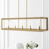 38.5" LED 5-Light Metal/Glass Anna Linear Pendant Brass/Gold - JONATHAN Y: Ribbed Cylinder Shade, ETL Listed - 4 of 4