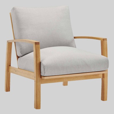 Orlean Outdoor Patio Eucalyptus Wood Lounge Armchair - Natural Light Gray - Modway