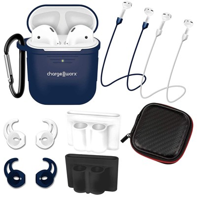 Chargeworx AirPods Case Bundle Silicone Cover Holders Carabiner Blue