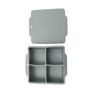 Unique Bargains 4-Cavity Square Ice Tray with Color-Matched Lid Hand Wash Only Silicone 4.72"x4.33"x2.17" 1 Pc - 1 of 3