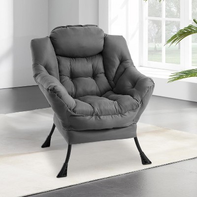 Modern Lazy Chair with Ottoman & Side Pocket – Foldable Lounge Armchair for Living Room, Bedroom, Courtyard