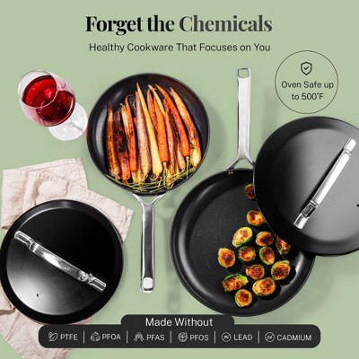 Modern Black 11-Piece Aluminum and Stainless Steel Nonstick Cookware Set