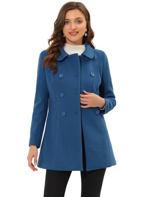 INSPIRE CHIC Women's Christmas Peter Pan Collar Double Breasted Long Trench Winter Pea Coat