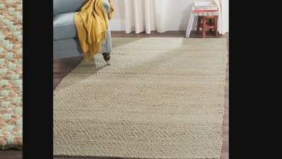 Natural Green Hand-Woven Jute Area Rug, 5' x 8'
