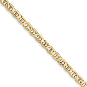 Black Bow Jewelry 3mm, 14k Yellow Gold, Solid Concave Anchor Chain Necklace - 1 of 4