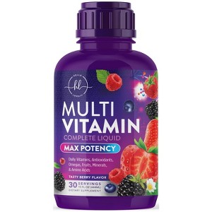 Multivitamin for Women, Men, Kids, Multi Vitamins Liquid Multimineral, Vegan, Sugar Free, A, C, D3, E, B6, B12 & Zinc - 15 Fl Oz By Hello Lovely! - 1 of 4