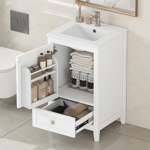 ACEPANO 20 in. W Bathroom Vanity with Sink, Soft-Close Doors, Shelving & 1 Drawer-White - 1 of 4