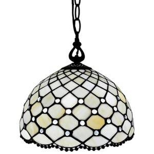 Amora Lighting Jewel Tiffany Style Hanging Lamp 12" Wide - 1 of 3