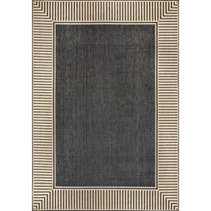 nuLOOM Asha Striped Border Stain Resistant High Traffic Outdoor Area Rug - 1 of 4