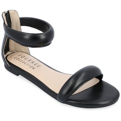 Journee Collection Womens Peytonn Back Heel Zip Ankle Strap Sandals Black 7
