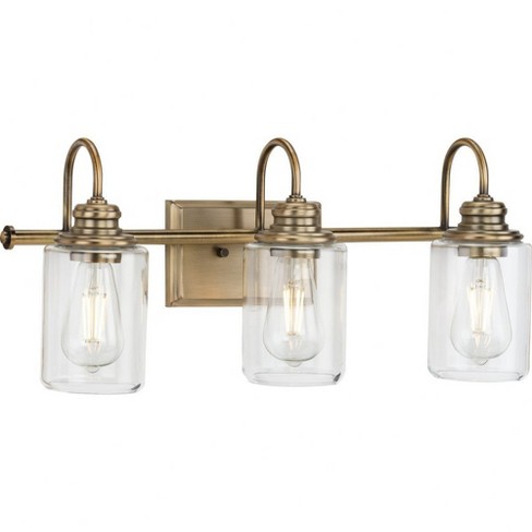 Progress Lighting Aiken 3-light Vintage Brass Farmhouse Bath Vanity ...