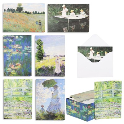 36-Count Assorted Box All Occasion Greeting Cards with Envelopes, Notecards, Artistic Design Inspired by Monet Painting, 5 x 3.5 in