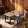Gulches 63-Inch Farmhouse Industrial Dining Table Set with 4 Blue Chairs - Rust-Resistant Iron Legs, Rectangular Engineered Wood Table - 3 of 4