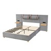 Full/Queen Size Velvet Upholstered Platform Bed with USB Charging Ports, Big Headboard Bed with 2 Bedside Pillows and Shelves 4Q-ModernLuxe - 4 of 4