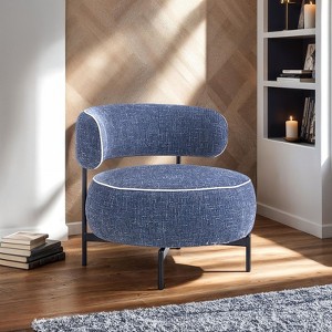 Okak Simple Cute Round Barrel Chairs with Curved Backrest,Contemporary Style Reading Leisure Accent Chair for Bedroom,Living Room - 1 of 4