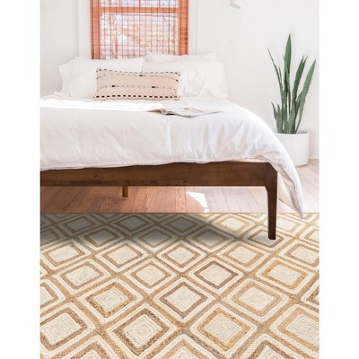 Handmade Braided Jute Geometric 3'x5' Area Rug in Natural Brown