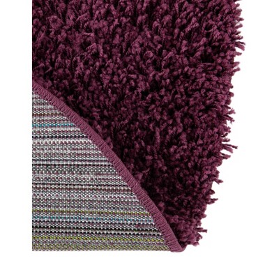 Luxurious Eggplant Purple Round Shag Rug for Kids, 6 ft